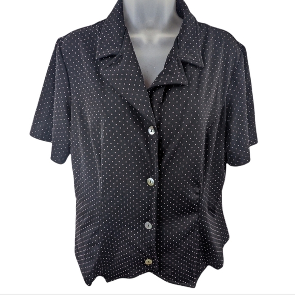 Ronni Nicole Vintage Polka Dot Button Down Blouse Sz L - Picture 1 of 7